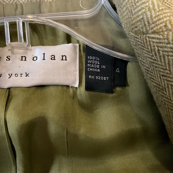 CHARLES NOLAN New York Green Wool Chevron Blazer With Elbow Patches Size 4 - Picture 5 of 9